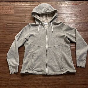Columbia Women’s Gray Knit Jacket with Hood Size XL